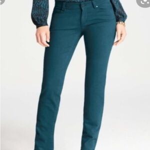 LOFT Curvy Skinny Teal Denim Pants